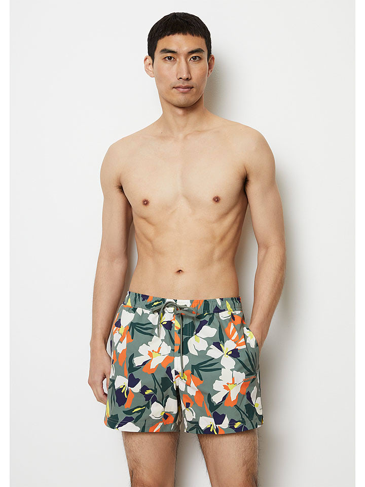 Marc O´Polo Bodywear Szorty kąpielowe w kolorze oliwkowo-pomarańczowo-kremowym rozmiar: XL