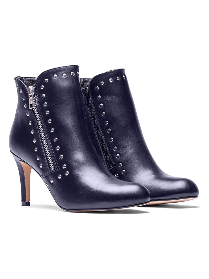 Skórzane botki w kolorze granatowym