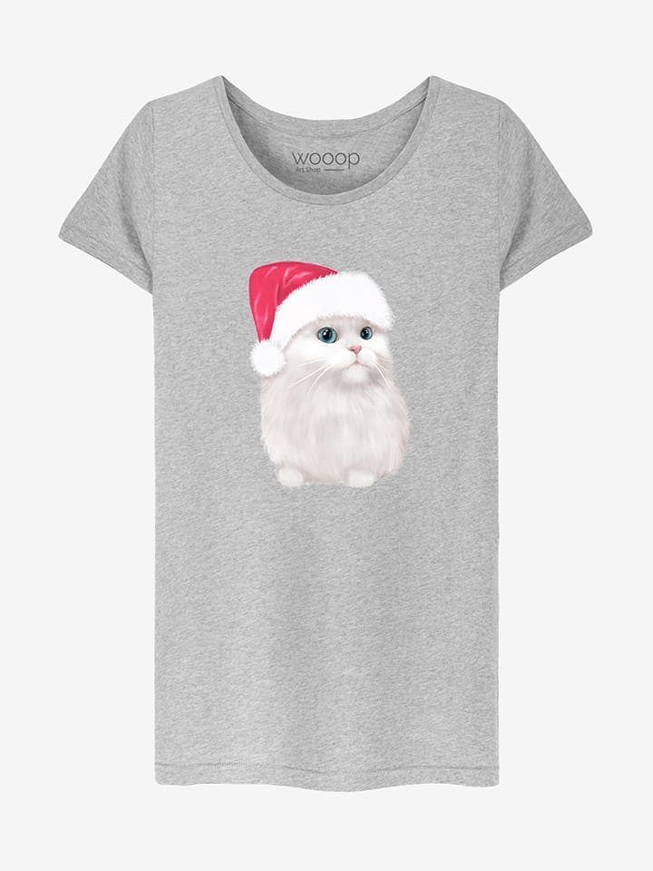 Koszulka "Meowrvellous Xmas" w kolorze jasnoszarym ze wzorem