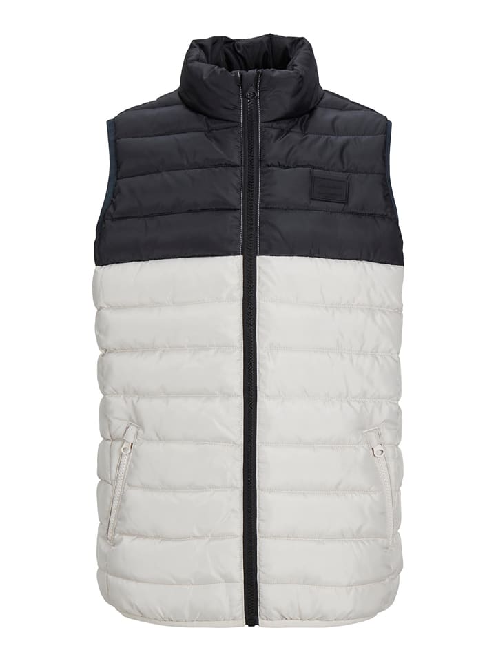 JACK & JONES Junior Kamizelka pikowana "Wing" w kolorze biało-czarnym rozmiar: 140