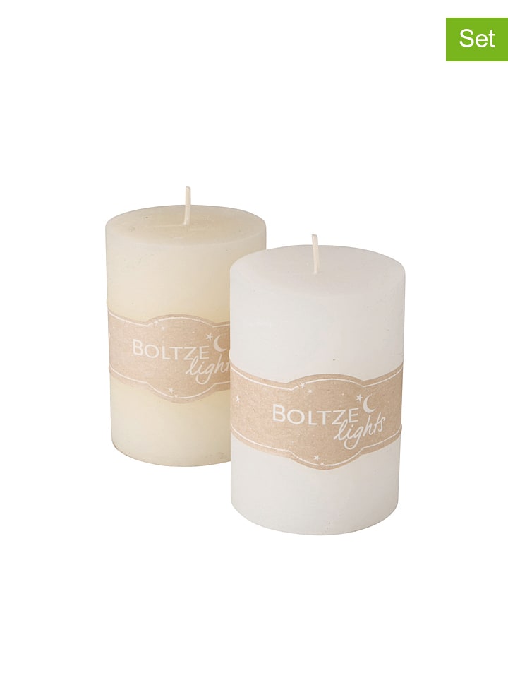 Boltze Świece (2 szt.) w kolorze biało-kremowym - 2 x 300 g rozmiar: onesize