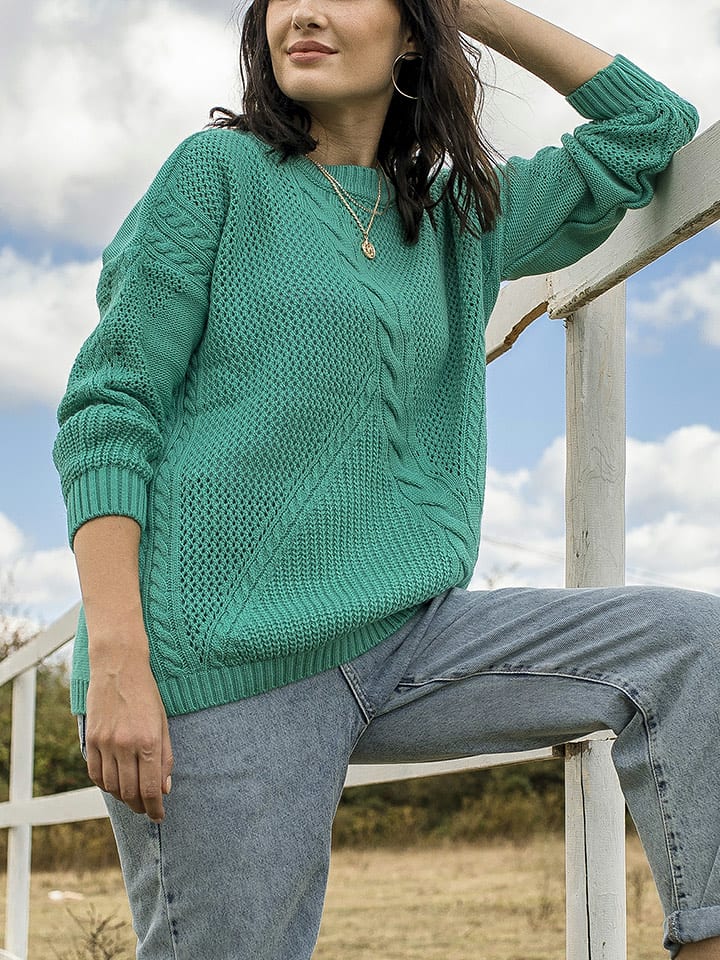 Milan Kiss Sweter w kolorze turkusowym rozmiar: S