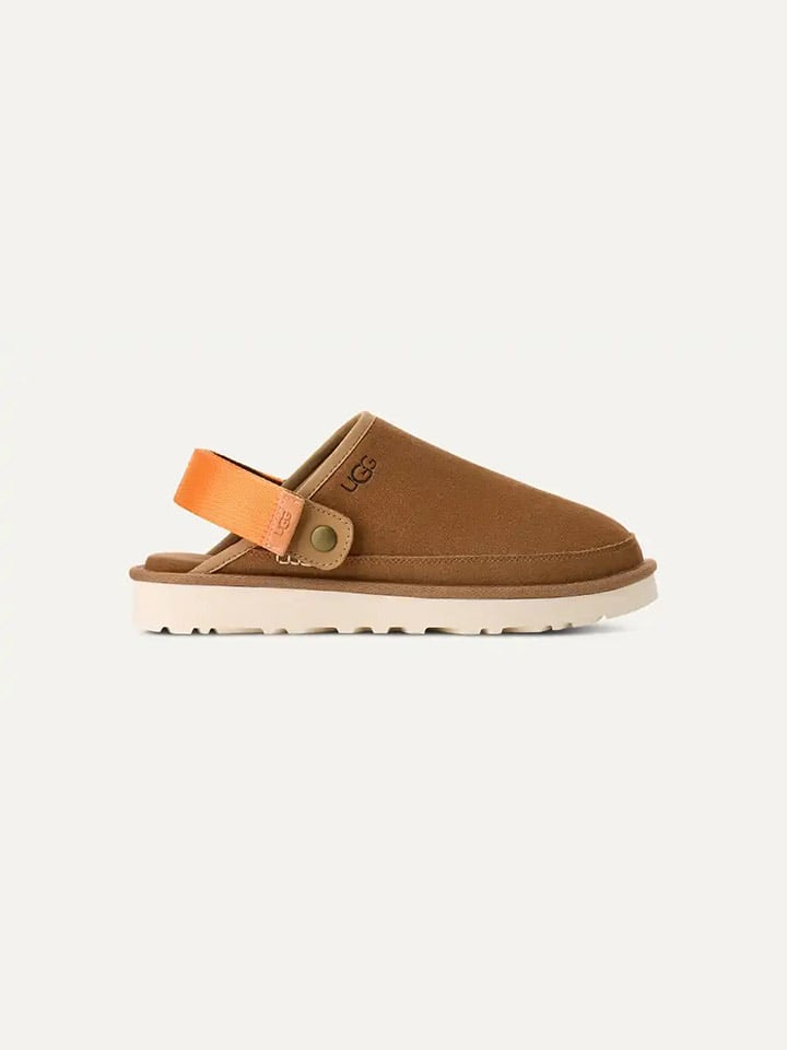 UGG Skórzane kapcie "Goldencoast II" w kolorze pomarańczowo-jasnobrązowym rozmiar: 40
