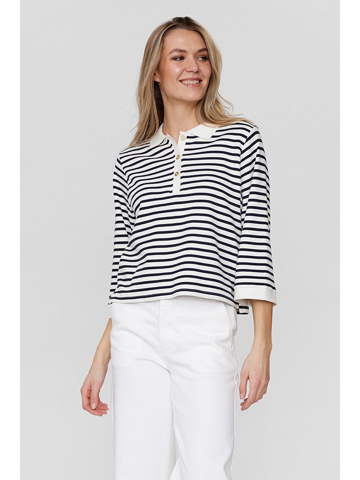 NÜMPH Koszulka polo "Nuvicky" w kolorze czarno-białym rozmiar: M