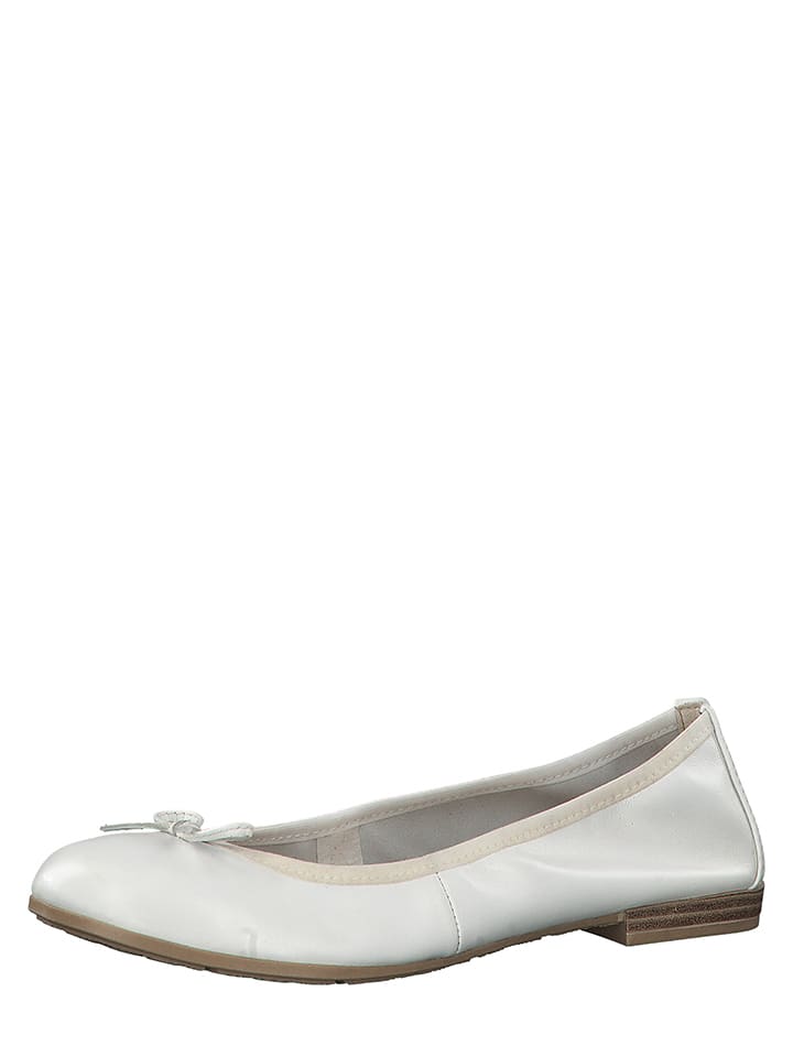 Marco Tozzi Skórzane baleriny w kolorze białym rozmiar: 39