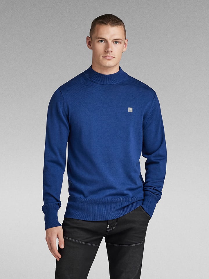 G-Star Wełniany sweter w kolorze niebieskim rozmiar: L