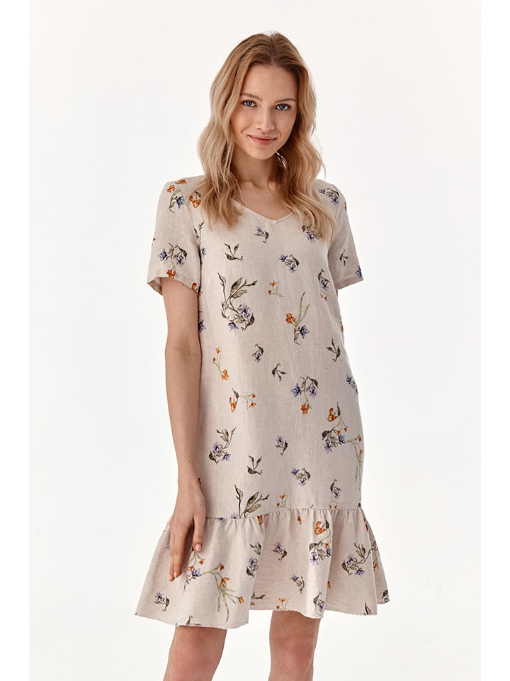 Lniana sukienka ze wzorem