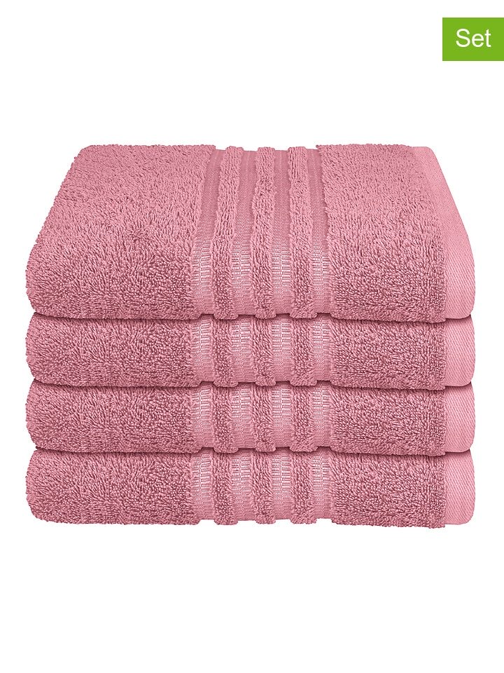 Schiesser Ręczniki (4 szt.) "Milano" w kolorze jasnoróżowym do rąk rozmiar: 50x100 cm