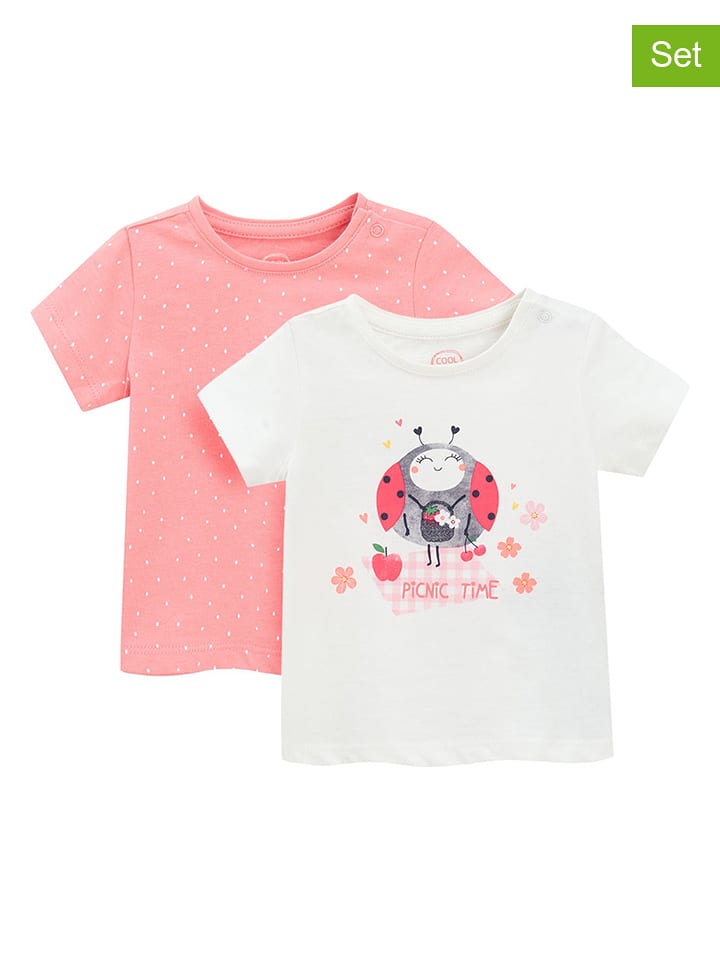 COOL CLUB Koszulki (2 szt.) w kolorze jasnoróżowo-białym rozmiar: 80