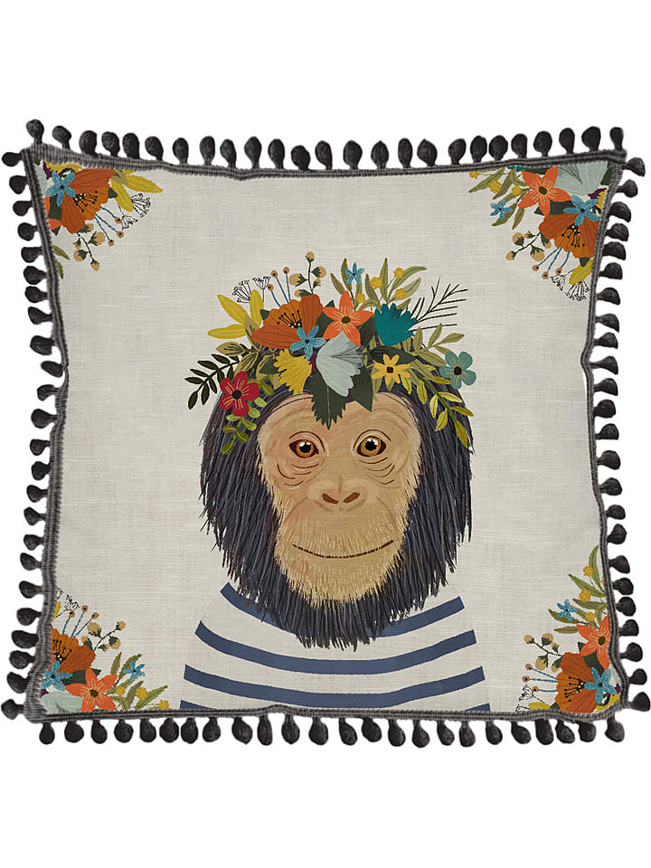 Poduszka "Floral Monkey" ze wzorem - 45 x 45 cm
