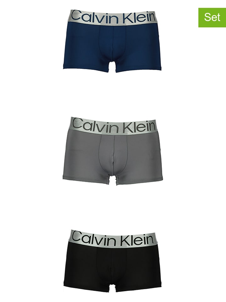 CALVIN KLEIN UNDERWEAR Bokserki (3 pary) w kolorze czarnym, szarym i granatowym rozmiar: M