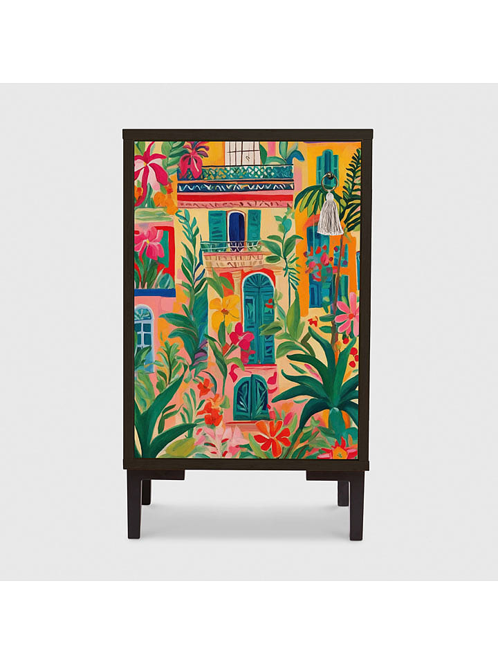 Madre Selva Stolik nocny w kolorze pomarańczowo-żółto-zielonym - 40 x 67 x 30 cm rozmiar: onesize