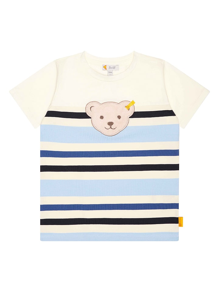 Steiff Koszulka w kolorze kremowo-niebieskim rozmiar: 98