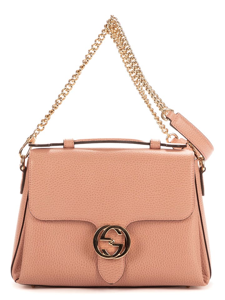 Gucci Skórzana torebka w kolorze jasnoróżowym - 43 x 34 x 18 cm rozmiar: onesize