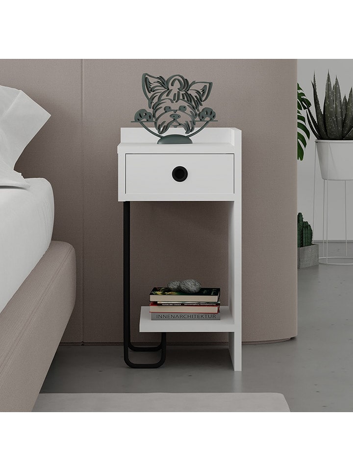 Evila Stolik nocny w kolorze białym - 32 x 61 x 30 cm rozmiar: onesize