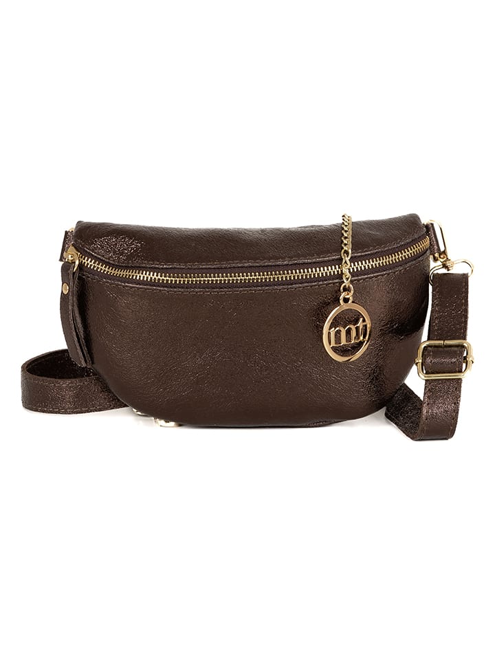 Mia Tomazzi Skórzana saszetka "Perugino" w kolorze ciemnobązowym - 23 x 13 x 2 cm rozmiar: onesize