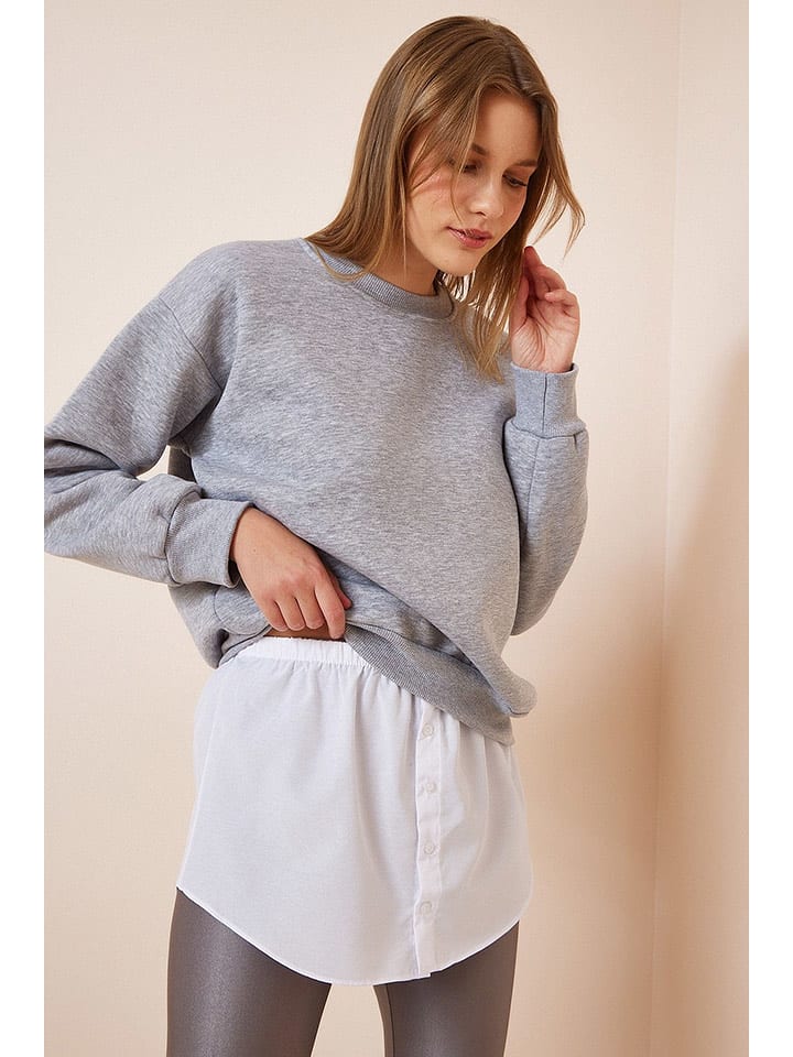 Happiness Istanbul Taliowana bluzka przedłużająca w kolorze białym rozmiar: 42