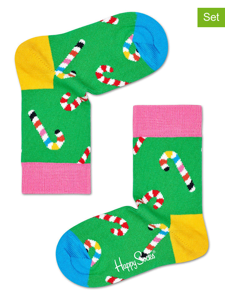 Happy Socks Skarpety (2 pary) w kolorze zielonym ze wzorem rozmiar: 13-21