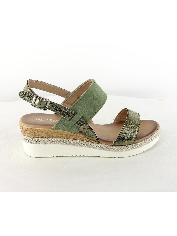 Sixth Sens Sandały w kolorze zielonym na koturnie rozmiar: 37