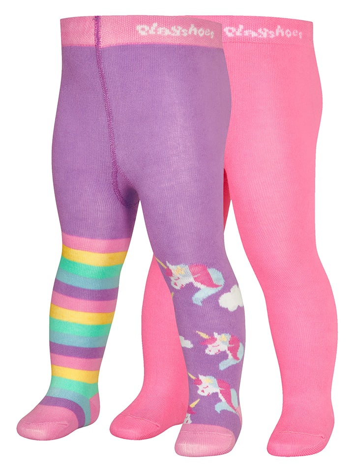 Playshoes Rajstopy (2 pary) w kolorze jasnoróżowym i fioletowym rozmiar: 74/80