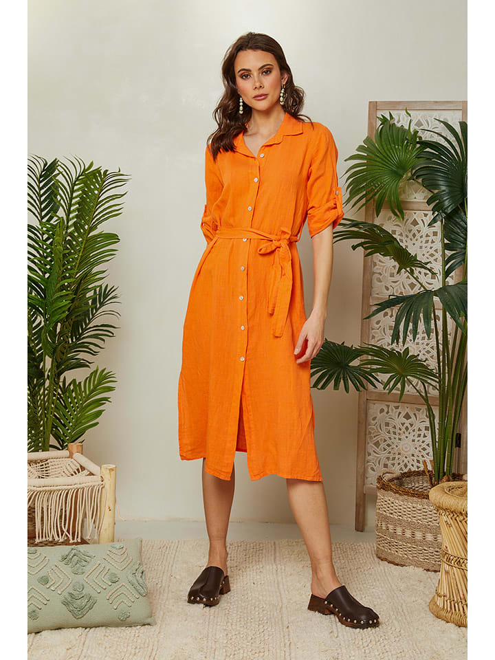 Lin Passion Lniana sukienka w kolorze pomarańczowym rozmiar: 36/38