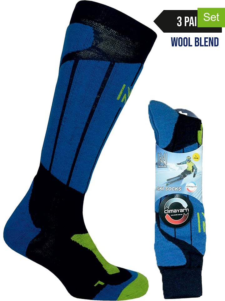Norfolk Skarpety narciarskie (3 pary) w kolorze niebiesko-czarnym rozmiar: 39-42