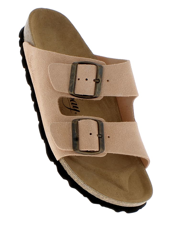 Sunbay Skórzane klapki "Trefle" w kolorze jasnoróżowym rozmiar: 38