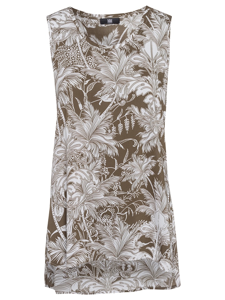 Top w kolorze biało-oliwkowym