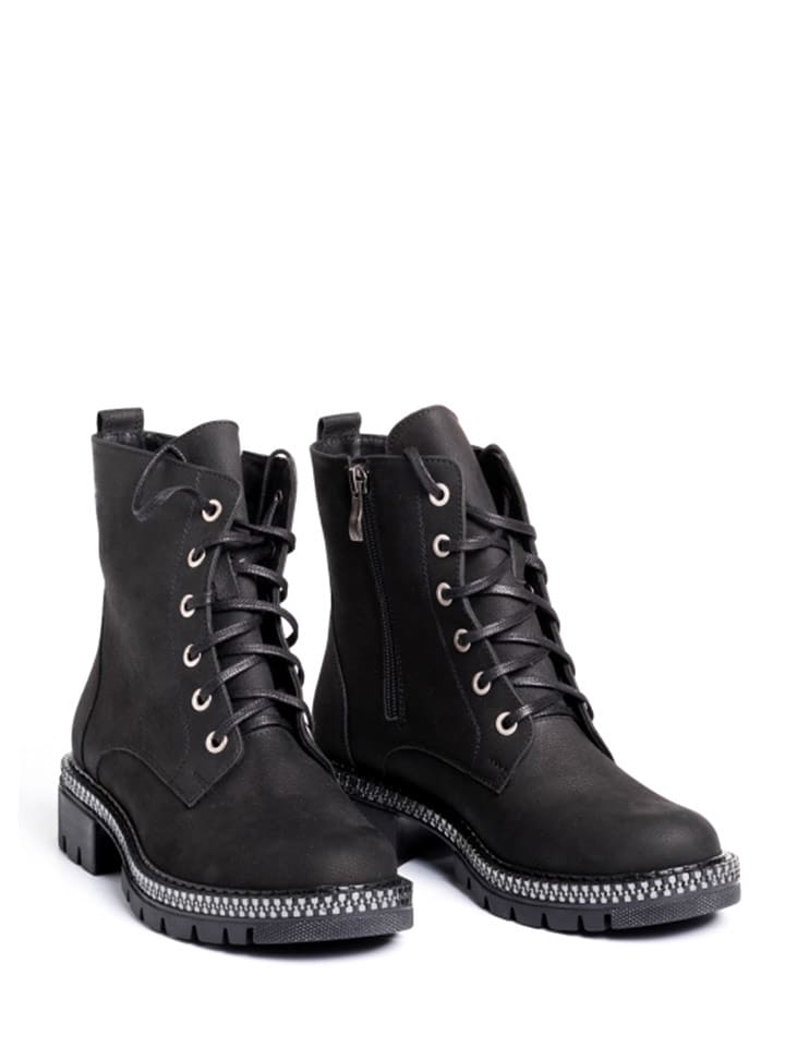 Skórzane trzewiki w kolorze czarnym