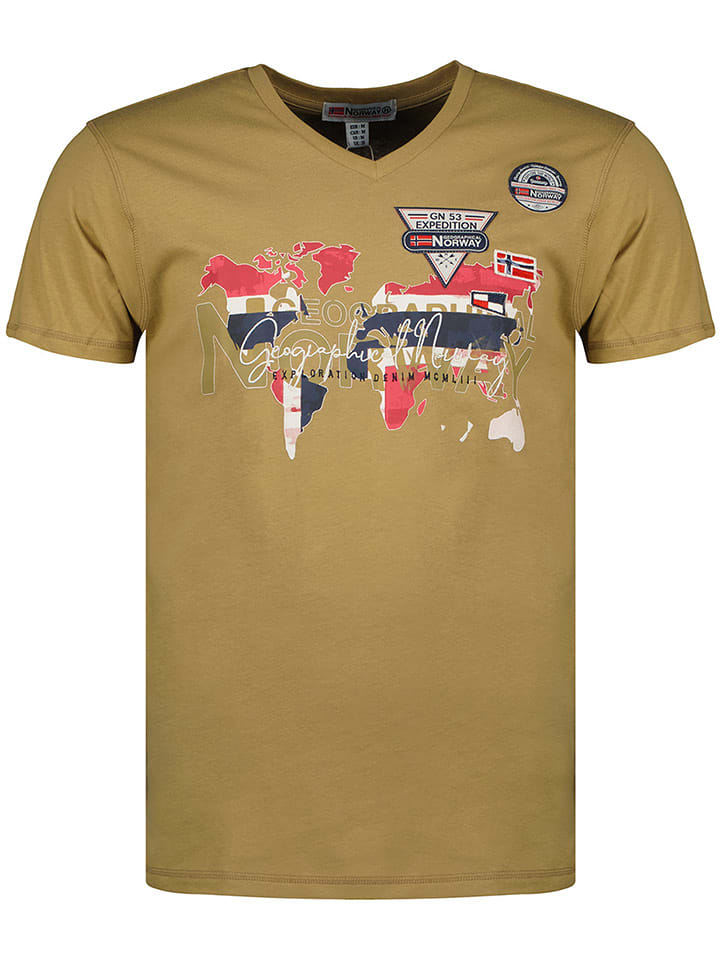 Geographical Norway Koszulka "Japaye" w kolorze beżowym rozmiar: L