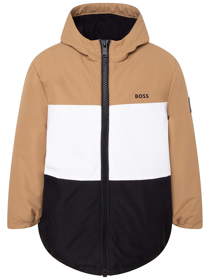 Hugo Boss Kids Kurtka przejściowa w kolorze jasnobrązowo-biało-czarnym rozmiar: 152