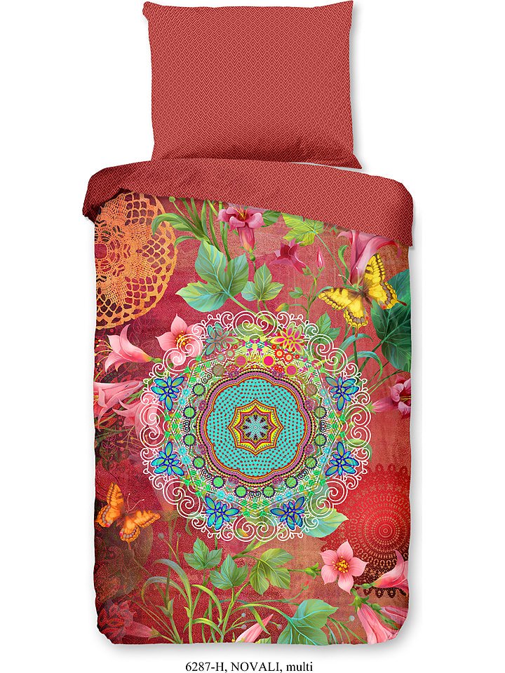 Hip Komplet pościeli satynowej "Novali" w kolorze czerwonym ze wzorem rozmiar: 240x200/220 cm