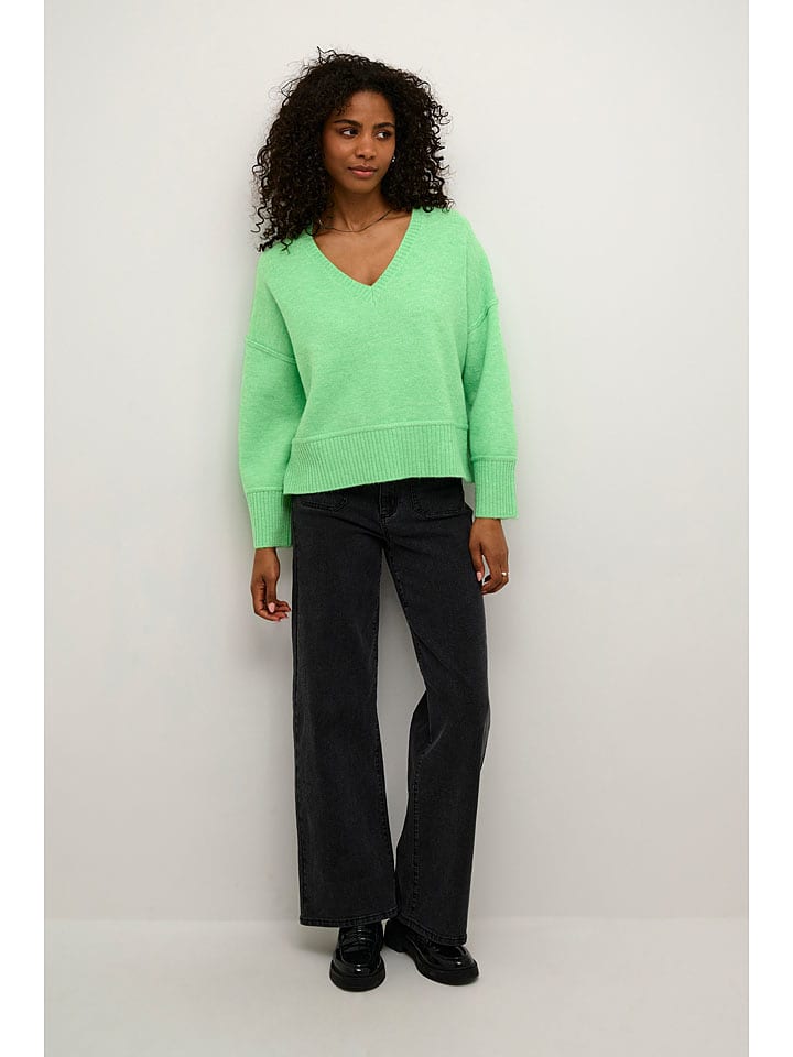 Kaffe Sweter "Fridana" w kolorze zielonym rozmiar: L