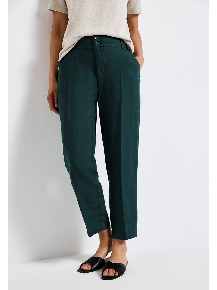 Street One Lniane spodnie w kolorze morskim rozmiar: W38/L28