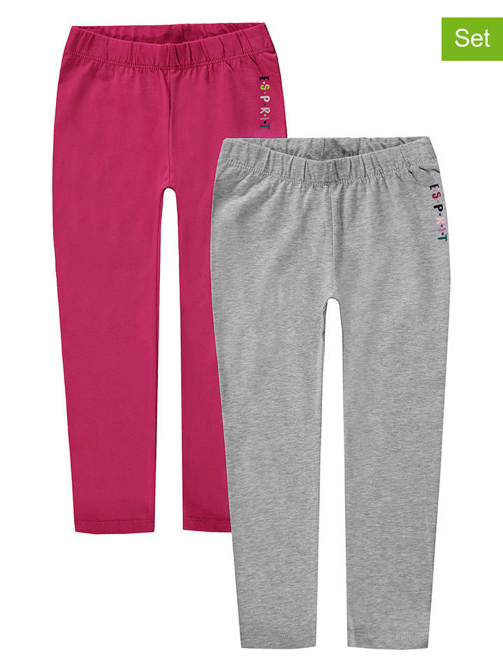Legginsy (2 pary) w kolorze szaro-różowym