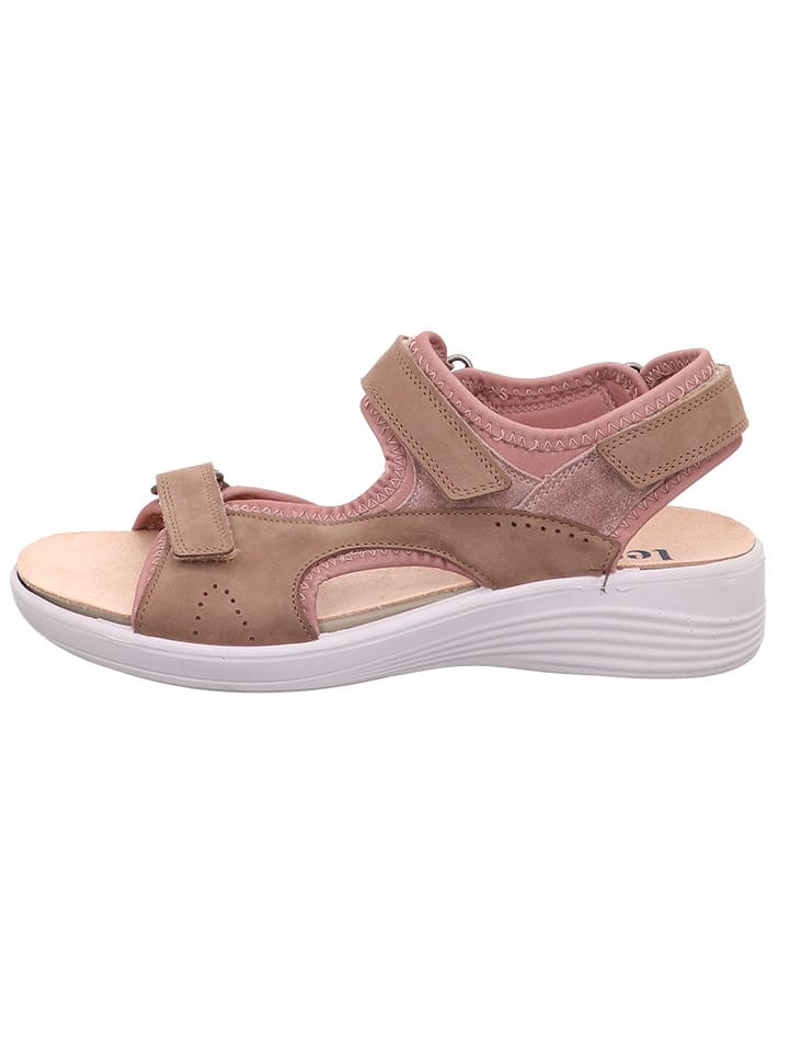 Legero Skórzane sandały "Fly" w kolorze beżowym na koturnie rozmiar: 37