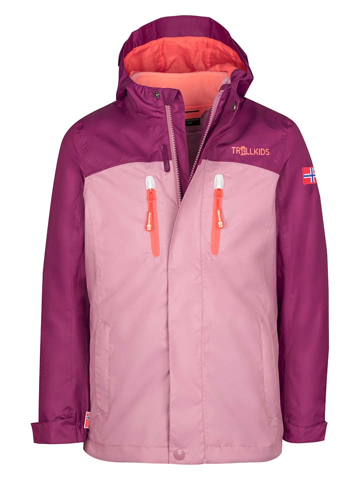 Trollkids Kurtka funkcyjna 3w1 "Bryggen" w kolorze różowo-fioletowym rozmiar: 110