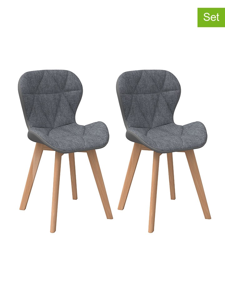 IDOMYA Factory Krzesła (2 szt.) "Gladys" w kolorze szarym do jadalni - 46 x 79 x 60 cm rozmiar: onesize