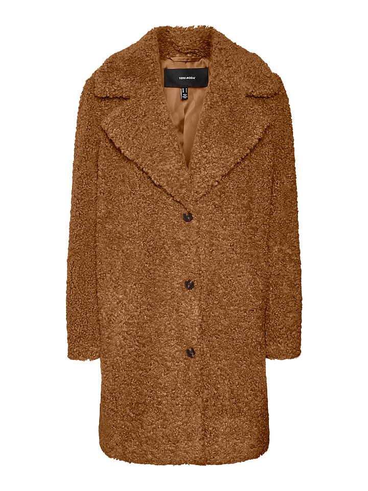 Vero Moda Pluszowy płaszcz w kolorze jasnobrązowym rozmiar: XL