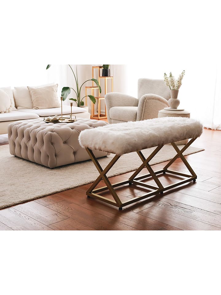 Scandinavia Concept Ławka w kolorze złoto-kremowym - 100 x 50 x 40 cm rozmiar: onesize