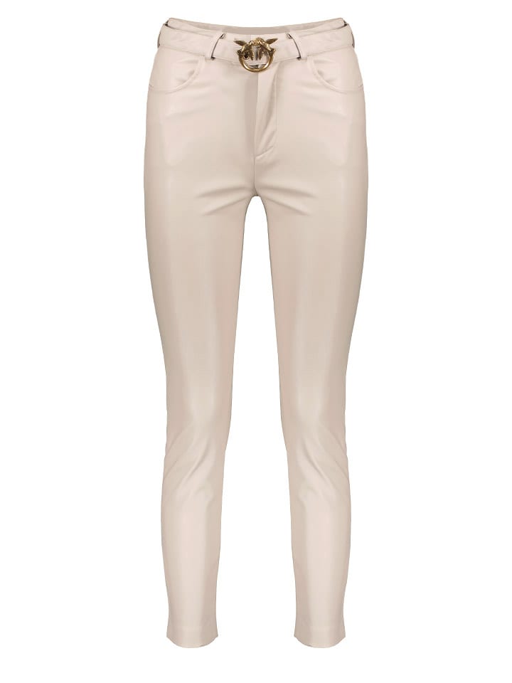 Pinko Spodnie w kolorze beżowym ze skóry syntetycznej rozmiar: 42