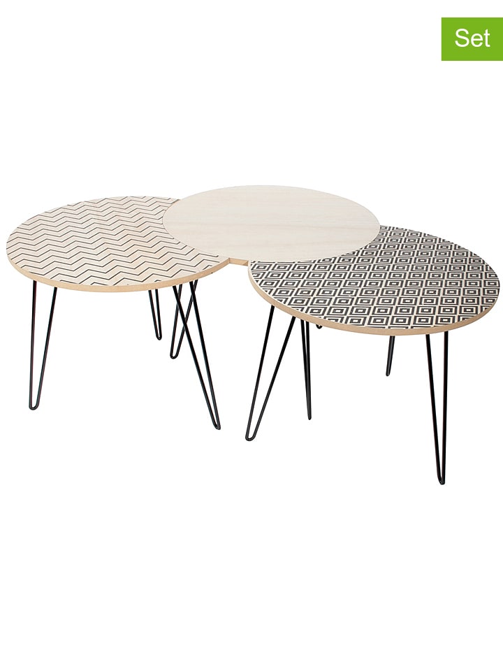 THE HOME DECO FACTORY Stoliki (3 szt.) w kolorze jasnobrązowo-czarnym rozmiar: onesize