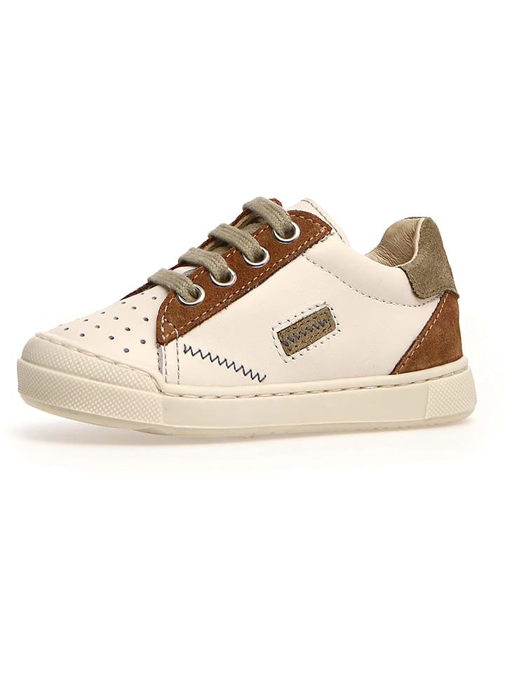 Naturino Skórzane sneakersy "Faluk" w kolorze kremowo-brązowym rozmiar: 27
