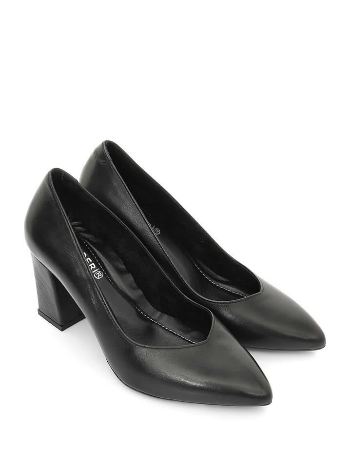 Skórzane czółenka w kolorze czarnym