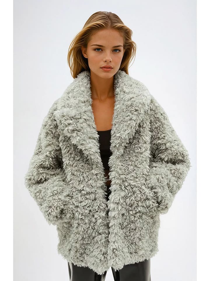 Monki Kurtka pluszowa w kolorze khaki rozmiar: XS