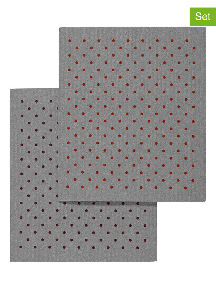 Ścierki gąbczaste (2 szt.) w kolorze szarym - 20 x 17,5 cm