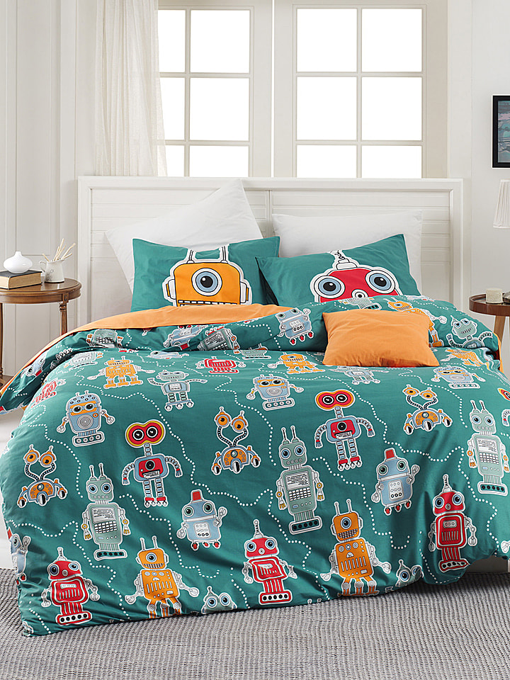 Elizabed Komplet pościeli renforcé"Robotte" w kolorze morskim rozmiar: 135x200 cm