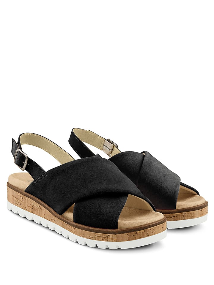 LaShoe Skórzane sandały w kolorze czarnym rozmiar: 42