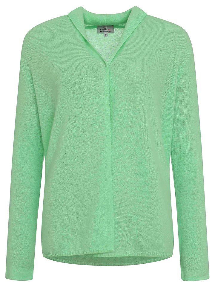 Zwillingsherz Kaszmirowy kardigan w kolorze zielonym rozmiar: L