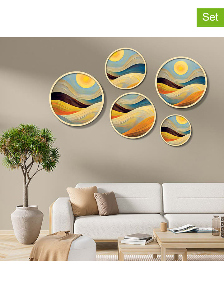 wall addiction Druki na drewnie (5 szt.) w ramce rozmiar: onesize